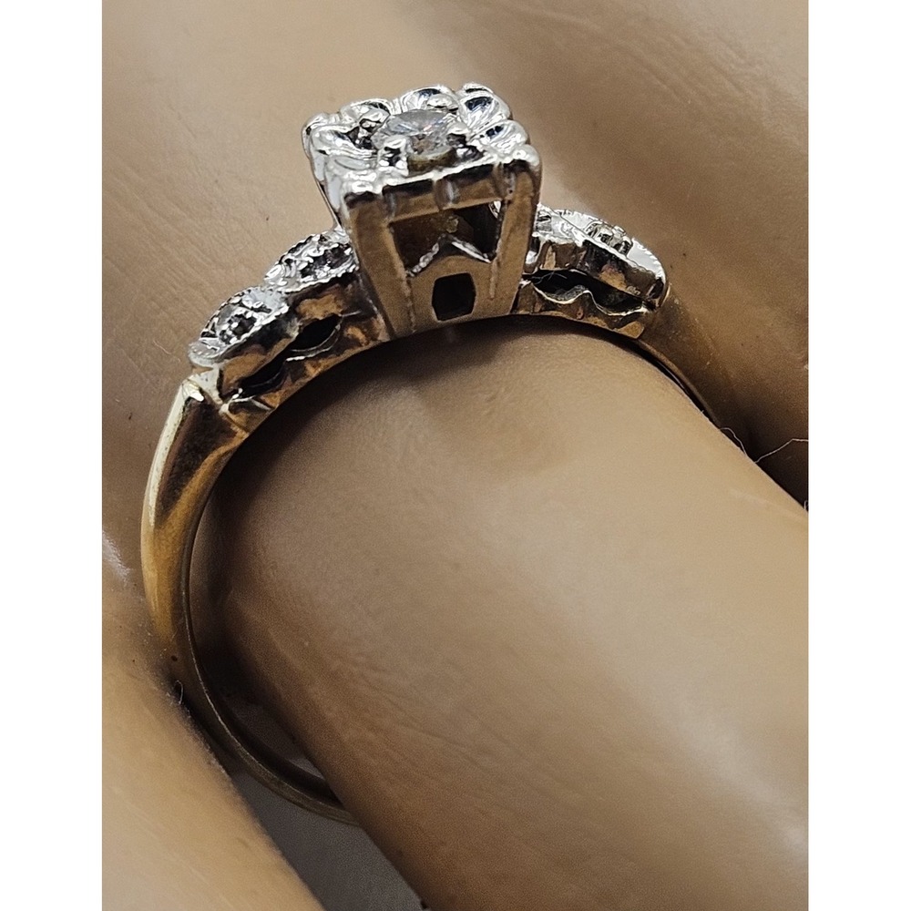 Vtg 14K Yellow Gold Diamond Ring 2.3g Fine Jewelry Size 7 - Picture 12 of 16